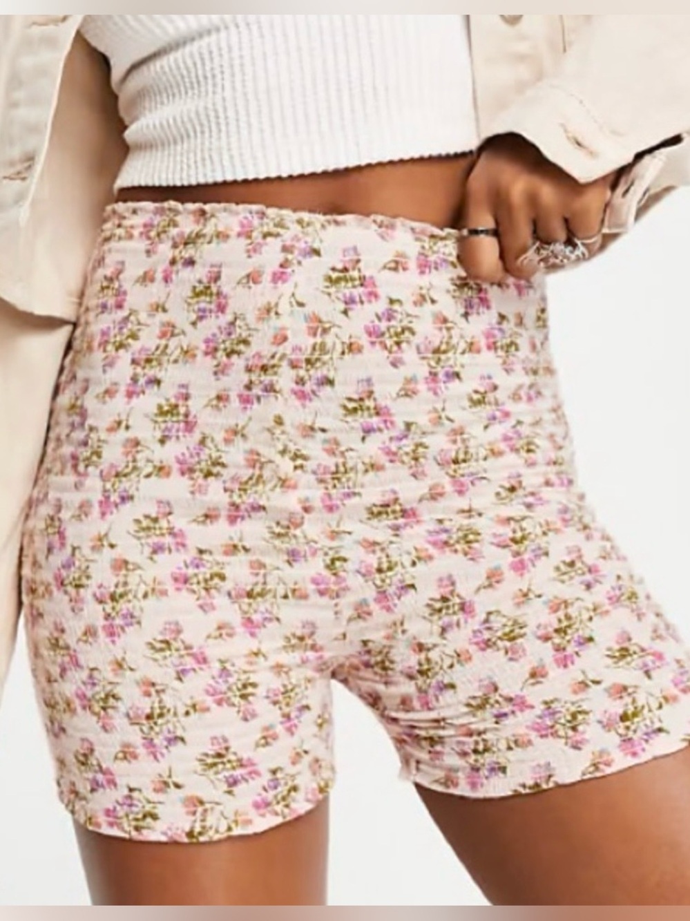 The Free People Day Gone By floral smocked shorts